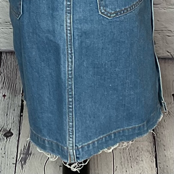 LOFT Outlet Button Front Denim Skirt Closure Raw Hem Cotton 6 - Picture 12 of 16